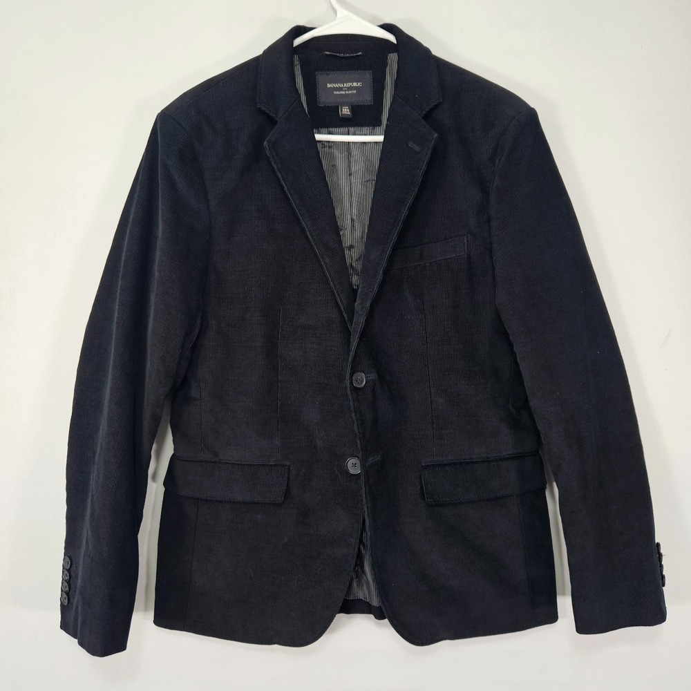 Banana Republic Men's Sport Coat Blazer Two Button Black Corduroy Cotton 38S